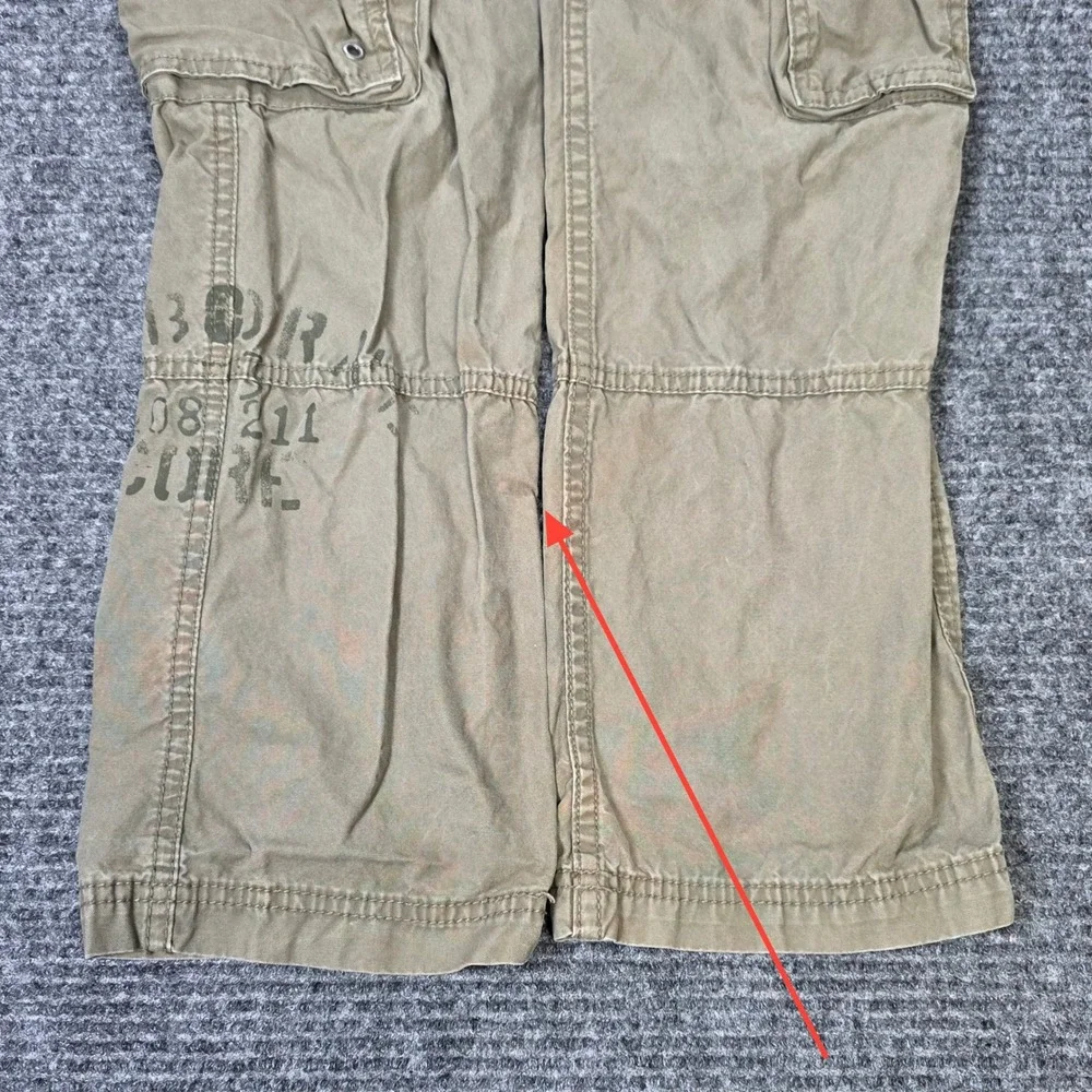 Old Navy Khaki Cargo Pants Boy's Size 14 Tan Military Stencil Cotton Adjustable